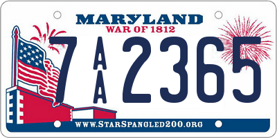 MD license plate 7AA2365