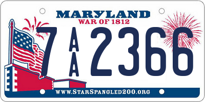 MD license plate 7AA2366