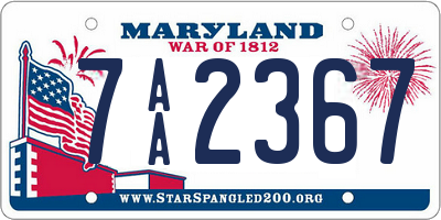 MD license plate 7AA2367