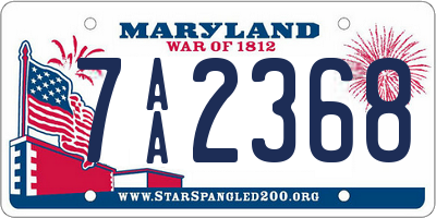 MD license plate 7AA2368