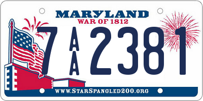 MD license plate 7AA2381