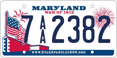 MD license plate 7AA2382