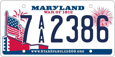 MD license plate 7AA2386