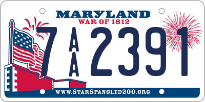 MD license plate 7AA2391