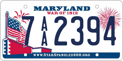 MD license plate 7AA2394