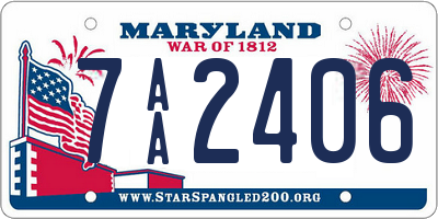 MD license plate 7AA2406