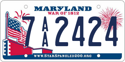 MD license plate 7AA2424