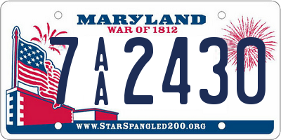 MD license plate 7AA2430