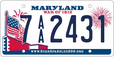 MD license plate 7AA2431