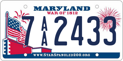 MD license plate 7AA2433