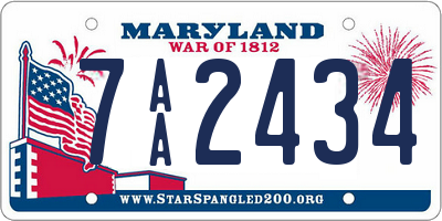 MD license plate 7AA2434