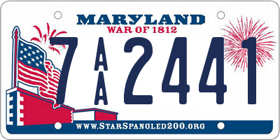 MD license plate 7AA2441