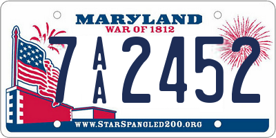 MD license plate 7AA2452