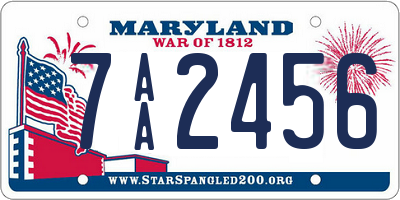 MD license plate 7AA2456