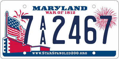 MD license plate 7AA2467