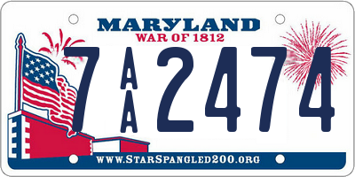 MD license plate 7AA2474