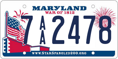 MD license plate 7AA2478
