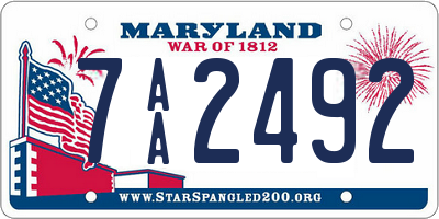 MD license plate 7AA2492