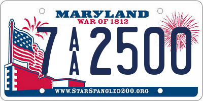 MD license plate 7AA2500