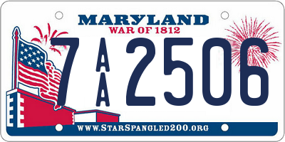 MD license plate 7AA2506