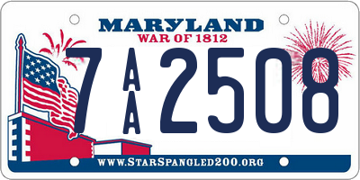 MD license plate 7AA2508