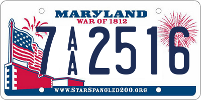 MD license plate 7AA2516