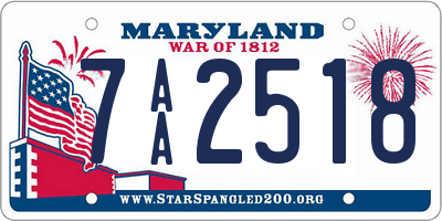 MD license plate 7AA2518