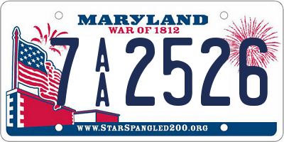 MD license plate 7AA2526