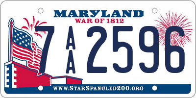 MD license plate 7AA2596