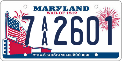 MD license plate 7AA2601