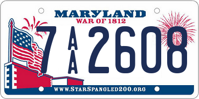 MD license plate 7AA2608