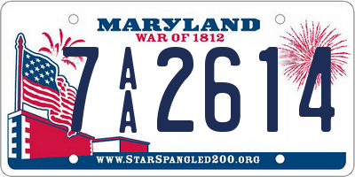 MD license plate 7AA2614