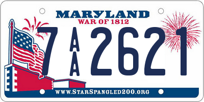 MD license plate 7AA2621