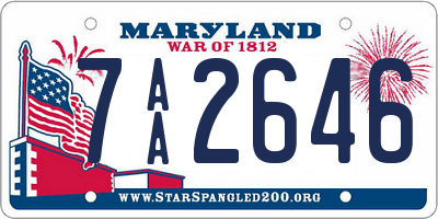 MD license plate 7AA2646