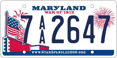 MD license plate 7AA2647