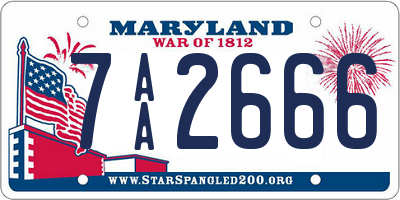 MD license plate 7AA2666
