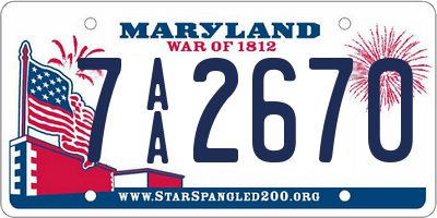 MD license plate 7AA2670