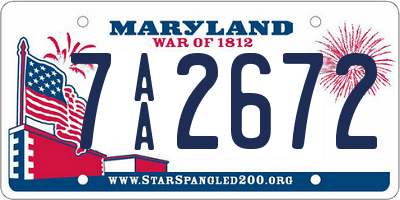 MD license plate 7AA2672
