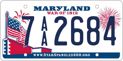 MD license plate 7AA2684