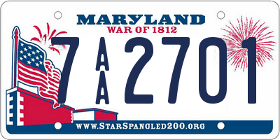 MD license plate 7AA2701