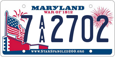 MD license plate 7AA2702