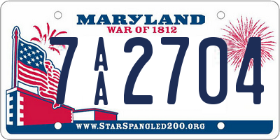 MD license plate 7AA2704