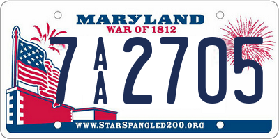MD license plate 7AA2705