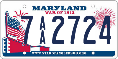 MD license plate 7AA2724