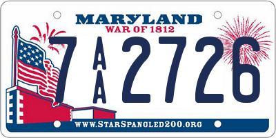 MD license plate 7AA2726