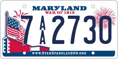 MD license plate 7AA2730