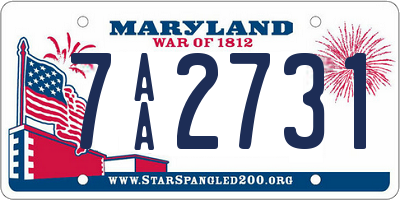 MD license plate 7AA2731