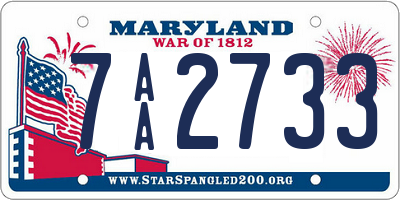 MD license plate 7AA2733