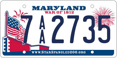 MD license plate 7AA2735