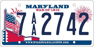 MD license plate 7AA2742